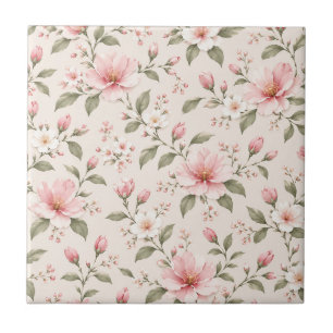 Flor de Cerejeira Rosa Suave Padrão Floral Sem Cos