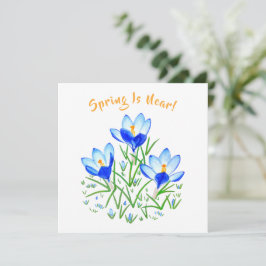 Flor de Crocus em Cartão Branco