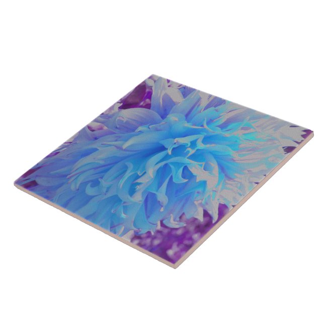 Flor de Dália Decorativa Azul Elegante (Lateral)