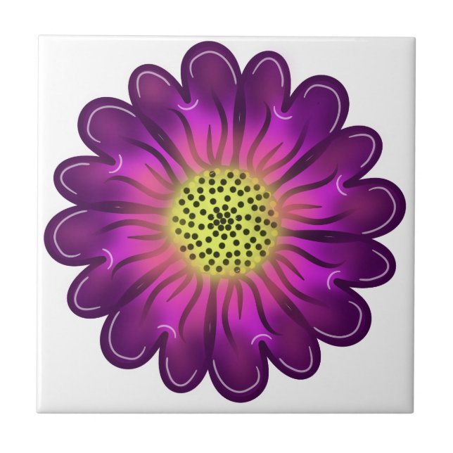 Flor de Dália Roxa e Rosa Neon Personalizada (Frente)