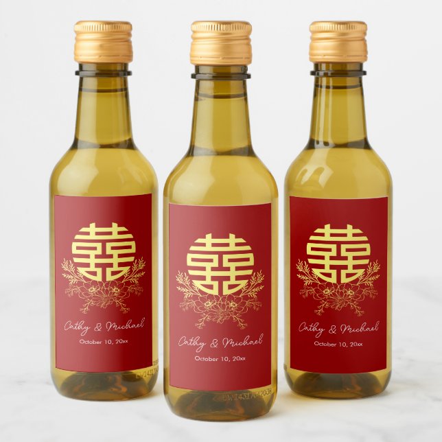 Flor de dupla felicidade círculo casamento chinês (Garrafas)
