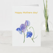 flor de ervilha doce azul aquarela Dia das Mães fe
