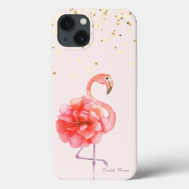 Flor de Flamingo Rosa,Confete Dourado     (Verso)
