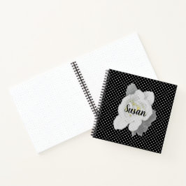 Flor de Gardena Branca na Bolinhas Preta e Branca