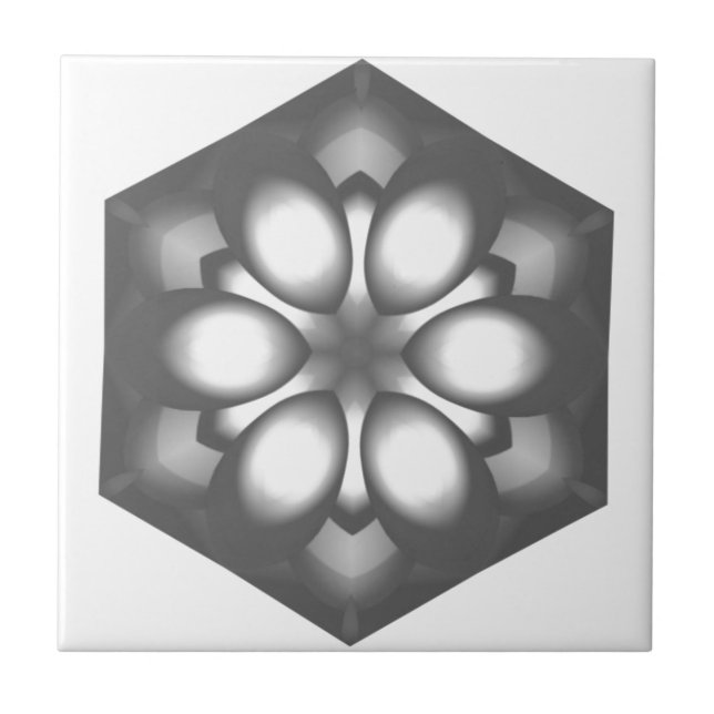 Flor de Hexágono Cinza (Frente)