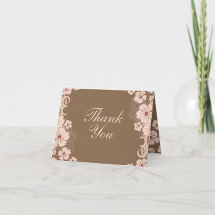 Flor de hibisco rosa marrom chic agradecimento de 