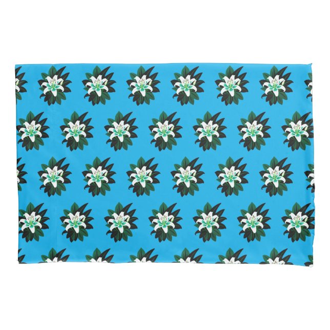 Flor de Lírio Branca com Folhas Verde Escuro (Frente)
