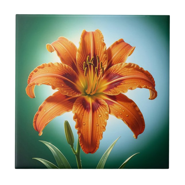 Flor de Lírio Laranja Vibrante em Flor (Frente)