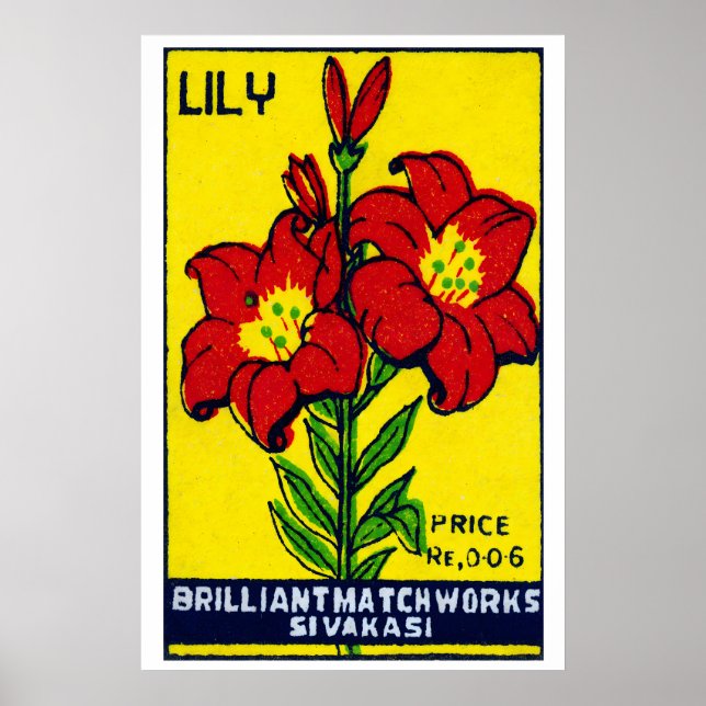 Flor de Lírio Vermelho - Impressão Caixa de Fósfor (Frente)
