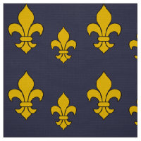 Flor de lis azul e Dourado profunda tecido