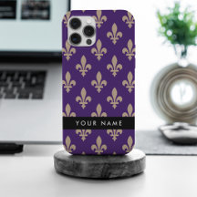 Flor de Lis, Bege sobre Roxo, Real, Seu Nome