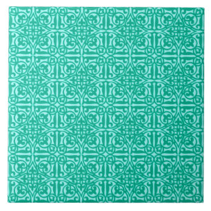 Flor de lis, turquesa & aqua medievais do damasco