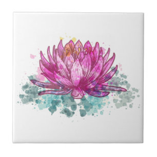 Flor de Lótus em Aquarela Rosa