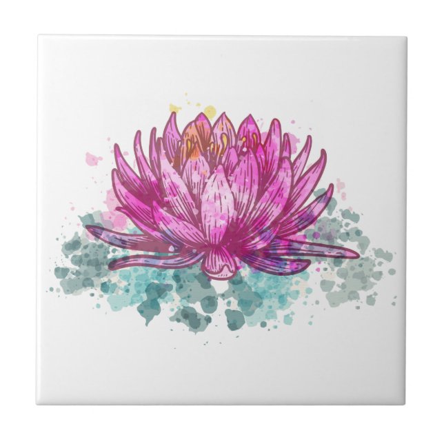 Flor de Lótus em Aquarela Rosa (Frente)