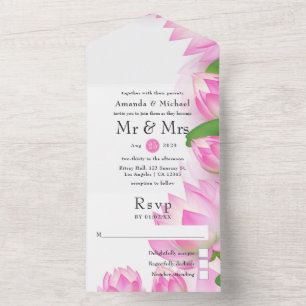 Flor de Lótus em Aquarela Rosa Casamento Indiano