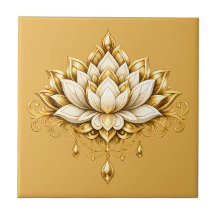 Flor de lótus marrom bege dourado decoração de par