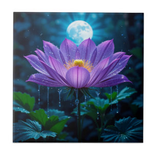 Flor De Lotus Roxo Sob Lua