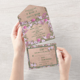 Flor de maçã - Convite de casamento tudo em um