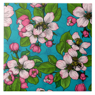 Flor de maçã em turquesa