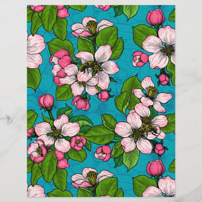 Flor de maçã em turquesa (Frente)