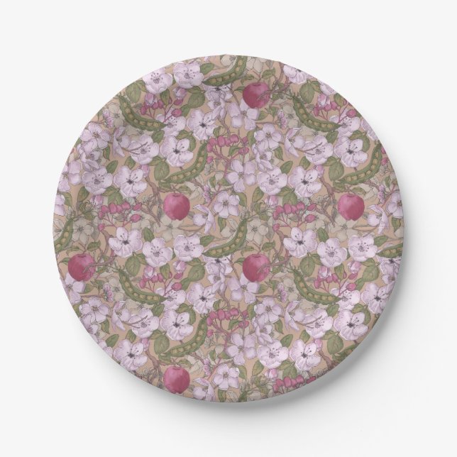 Flor de maçã - Prato de papel para casamento (Frente)