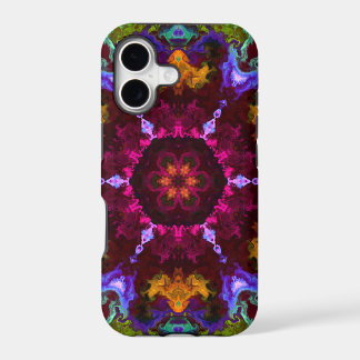 Flor de Mandala Psicodélico Roxo Laranja e Verde