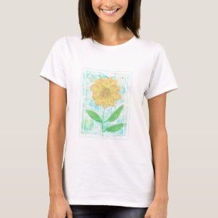 Flor de margarida bonito com camisetas de borda de