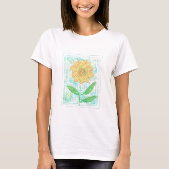 Flor de margarida bonito com camisetas de borda de (Frente)