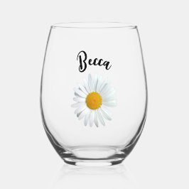 Flor de Margarida Branca Alegre Vidro Personalizad