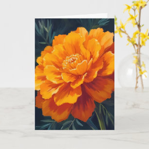 Flor de Marigold Cartão Pintado Floral em Aquare
