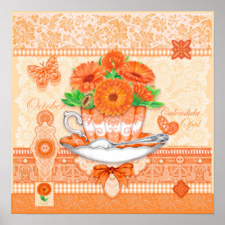 Flor de Nascimento e Gema de Outubro Poster de Xíc