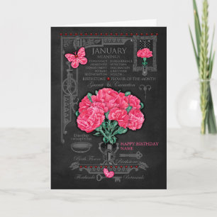 Flor de Nascimento Janeiro Cartão Personalizado Gi