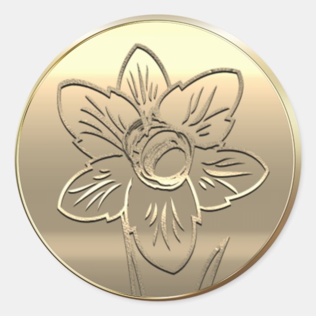 Flor de Nascimento Narciso Março Adesivo Redondo C (Frente)