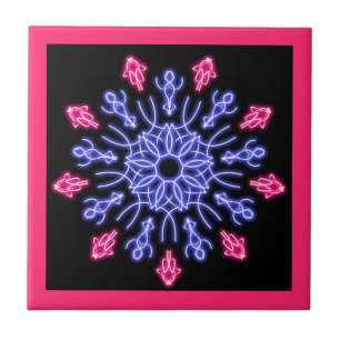 Flor de néon azul e vermelho