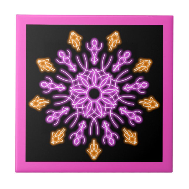 Flor de néon rosa e laranja (Frente)
