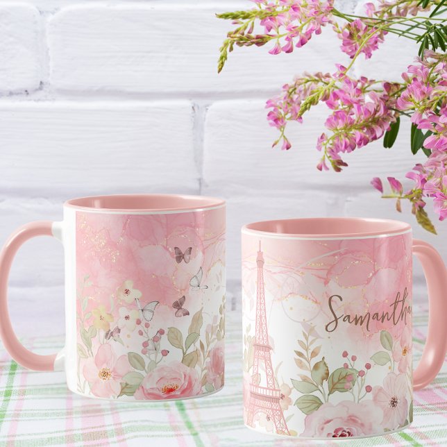 Flor de Paris - Caneca Personalizada da Torre Eiff (Criador carregado)