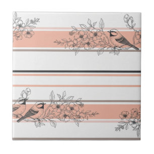 Flor de Pássaro Vintage Toile Listra (11)