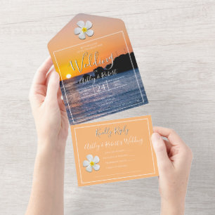 Flor de Plumeria Branca com Sunset Ouro, Casamento