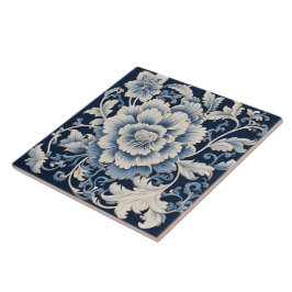 Flor de Tinta Azul Tradicional na China Art 15°
