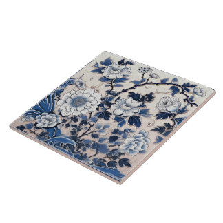 Flor de Tinta Azul Tradicional na China Art 6