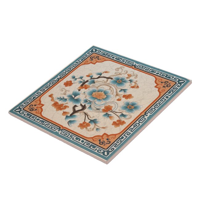 Flor de Tinta Laranja Tradicional na China Art 6 (Lateral)