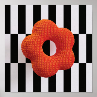 Flor de tricô retrô 3D impressão cor de laranja, p