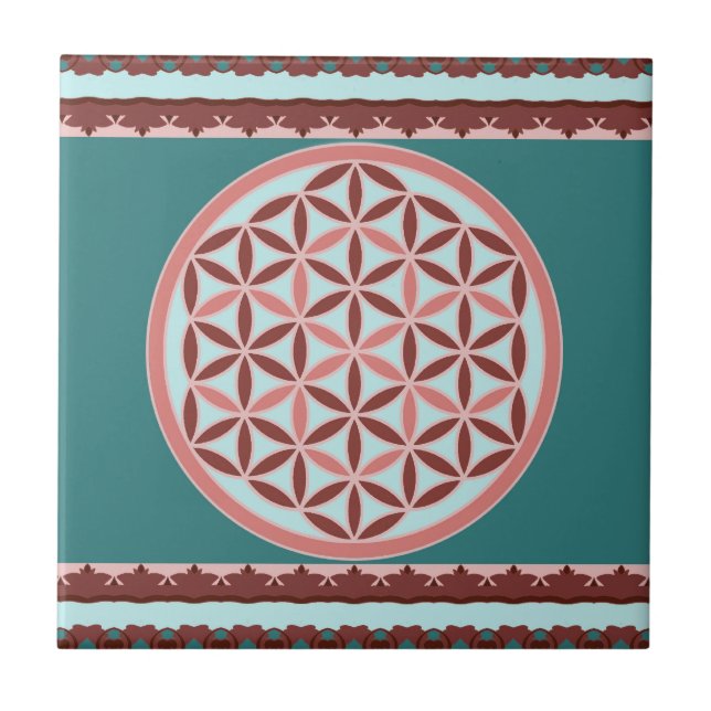 "Flor de Vida - Harmonia Pastel e Terrosa" (Frente)