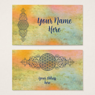 Flor de Vida - Vintage Ornament Ouro azul