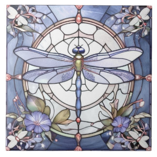 Flor de Vidro Arrastado Azul e Branco
