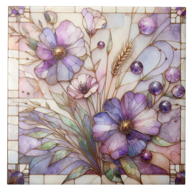 Flor de violeta em vitral (Frente)
