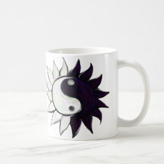 Flor de Yin-Yang com citações na caneca