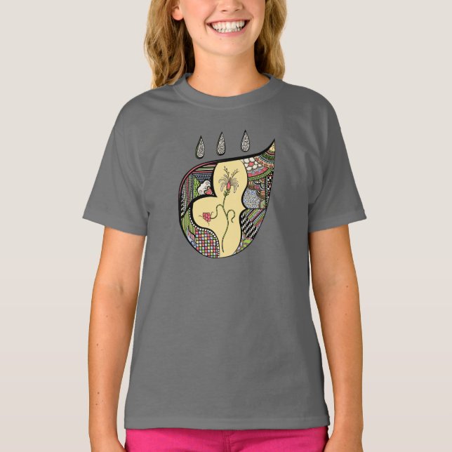 Flor dentro da camisa de criança e bebê (Frente)