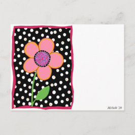 Flor Divertido com Cartão Postal de Pontos