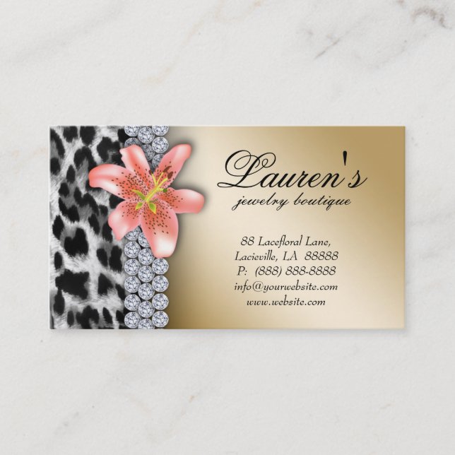 Flor do lírio do cartão de visita do leopardo da (Frente)